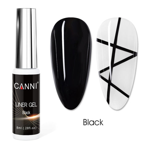 לק ג’ל מכחול דק | 8 מ”ל | שחור | LINER GEL | קאני CANNI