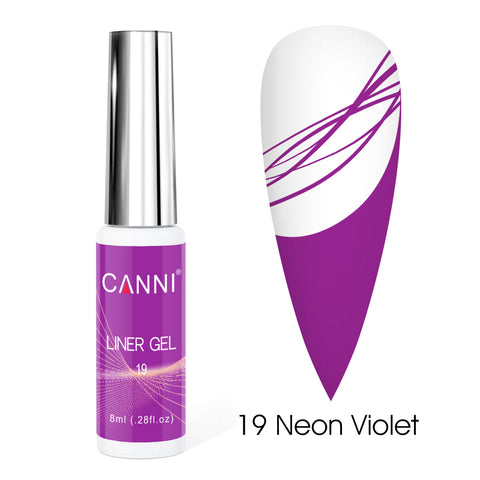 לק ג’ל מכחול דק | 8 מ”ל | מס’ 19 סגול נאון | LINER GEL | קאני CANNI