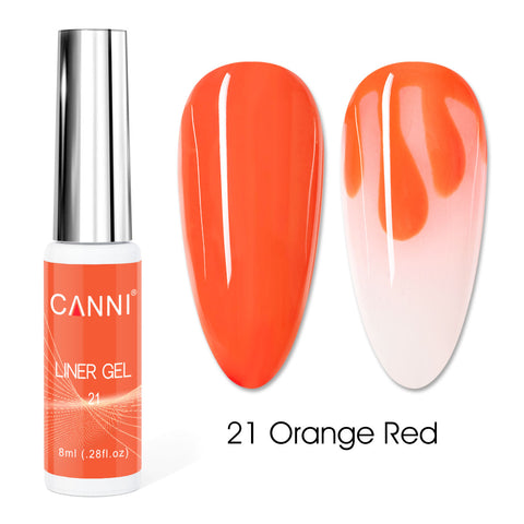 לק ג’ל מכחול דק | 8 מ”ל | מס’ 21 כתום כהה נאון | LINER GEL | קאני CANNI