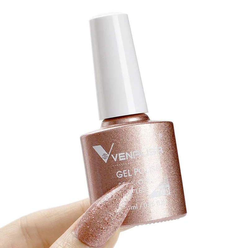 לק ג'ל VENALISA 705 – רוז גולד נצנצים